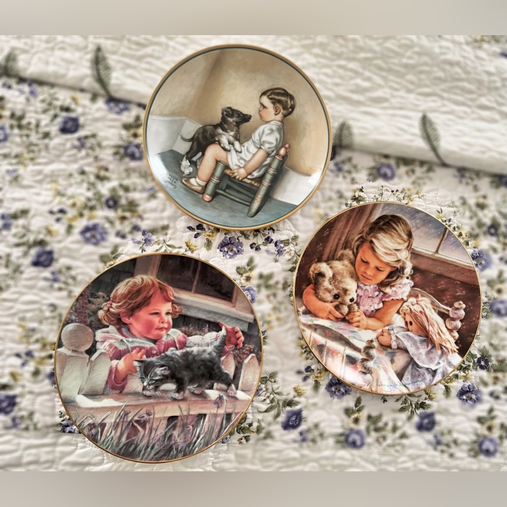 Lot Of 3 The Hamilton Collection Plates. Lords Prayers & Sympathy Fine Porcelain